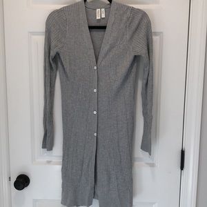 Gray Ribbed Long Cardigan by Meadow Rue - Anthropologie